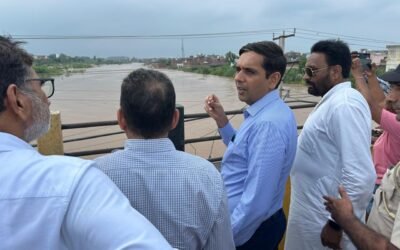 टांगरी नदी का डीसी अजय सिंह तोमर ने किया दौरा, पानी के बहाव का लिया जायजा