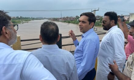 टांगरी नदी का डीसी अजय सिंह तोमर ने किया दौरा, पानी के बहाव का लिया जायजा