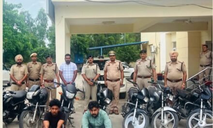 थाना नग्गल पुलिस को मिली बडी कामयाबी, अंतरराज्यीय मोटरसाइकिल चोर गिरोह के दो आरोपी काबू,दस मोटरसाइकिल बरामद  