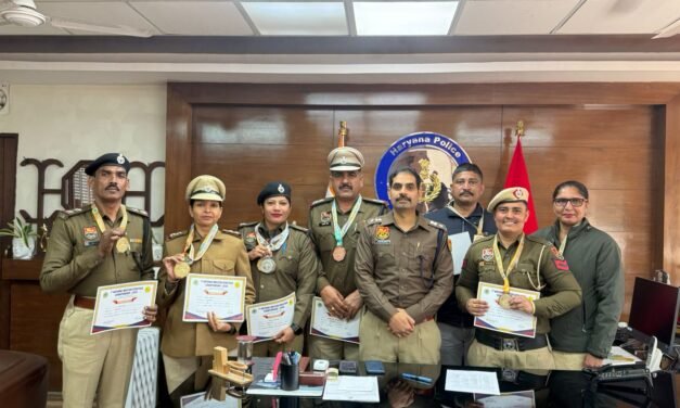 नेशनल मास्टर गेम्स में अम्बाला पुलिस ने जीते 11 पदक, एसपी ने किया सम्मानित