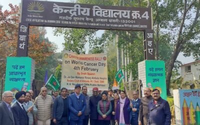 विश्व कैंसर दिवस पर अंबाला में जागरूकता रैली, केवी नंबर 4 व जीएमएन स्कूल के छात्र रहे शामिल